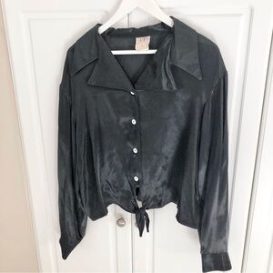 NWOT Additionelle 2X Festive Party Holiday Black Blouse Shirt Button Down 70’s